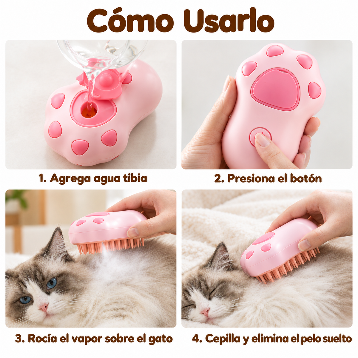 Cepillo a Vapor 3 en 1 para tu Mascota